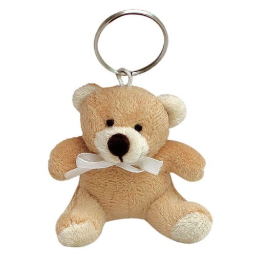 Brelok miś z białą wstążką