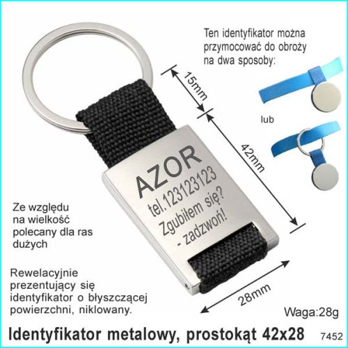 Identyfikator metalowy 7452 taśma czarna