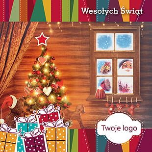 Kartka Świąteczna Boże Narodzenie z twoim logo - wzór 63 kwadrat