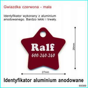 Identyfikator dla psa gwiazdka 69389 czerwona mała