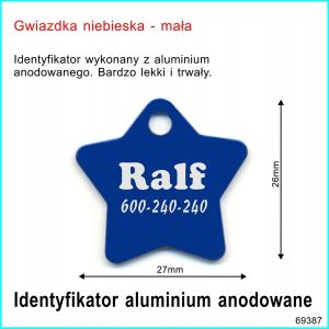Identyfikator dla psa gwiazdka 69387niebieska mała