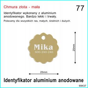 Identyfikator dla psa/kota chmura 69437 złota mała