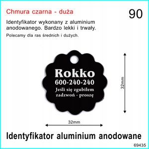 Identyfikator dla psa - chmura 69435 czarna duża