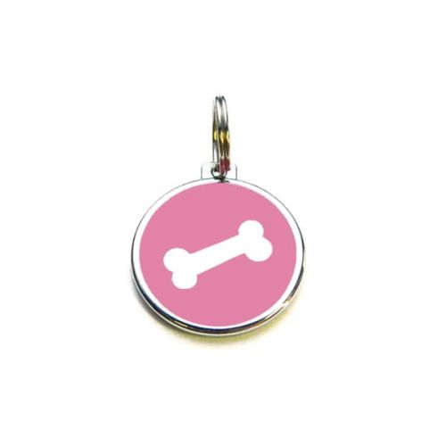 Adresówka dla psa kostka różowa emalia