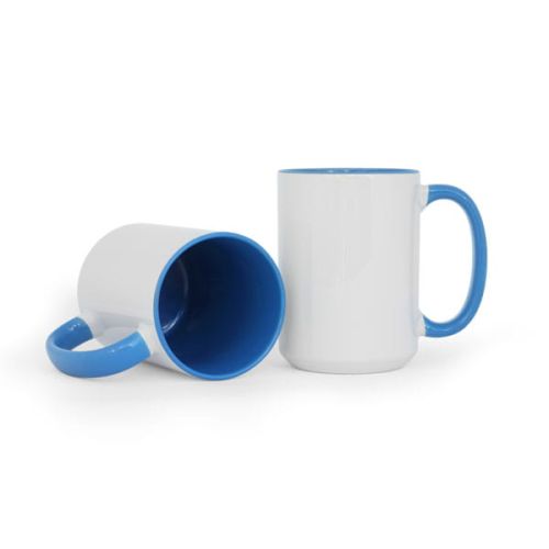 Kubek do nadruku Megalo z niebieskim wykończeniem