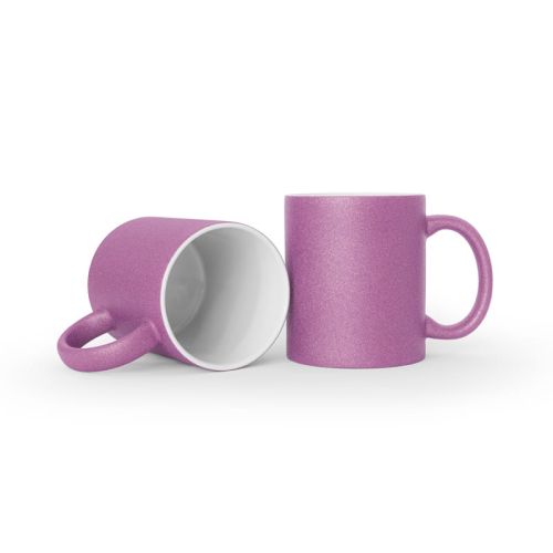 Kubek brokatowy różowy z nadrukiem