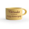 Filiżanka żółta z nadrukiem