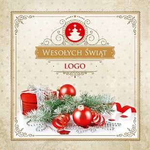 Kartka Świąteczna Boże Narodzenie z twoim logo - wzór 56C kwadrat