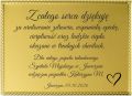 Tabliczka złota z nadrukiem 230x180mm, przykładowy nadruk.