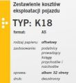 Zestawienie kosztów eksploatacji pojazdu K18