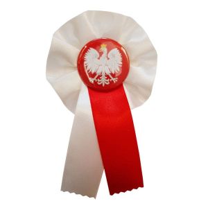 Kotylion biało-czerwony 13cm